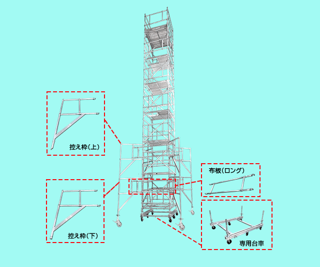 Aluminum Rolling Tower 6 Tiers
